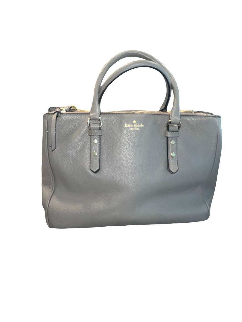 Kate Spade Patterson Drive Maisie Grey Pebbled Leather Triple Compartment Satche